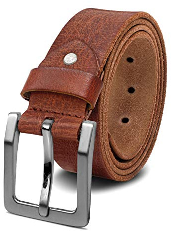 ROYALZ Antik Vintage Ledergürtel für Herren Büffel-Leder aus robusten 4mm Voll-Leder Jeans-Herren-Gürtel mit Dornenschließe 38mm