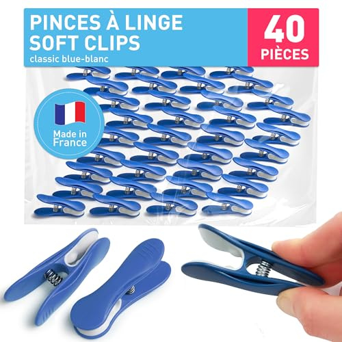 culiclean - Pinzas para la Ropa prémium, Varios Modelos, plástico, Azul clásico y Blanco., 40 Unidades