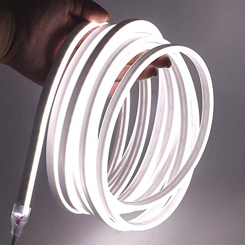 XUNATA Neon LED Strip Streifen, 12V 2835 120leds/m Diffusion Flex LED Lichtband Schlauch (Weiß, 5M)