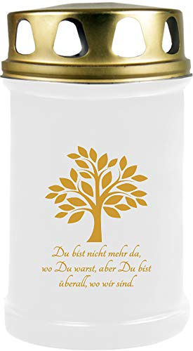 HS Candle 8er Pack Grabkerzen mit Motiv, Grablicht mit Brenndauer von ca. 2 Tage, Motiv: Baum Gold, in vielen weiteren Varianten