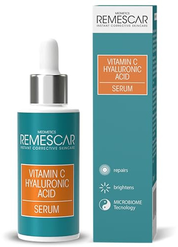 Remescar Vitamin C & Hyaluron Serum 30ml – Intensive Feuchtigkeit & Kollagen-Stärkung – Reparierendes Gesichtsserum mit Vitamin C – Glättet & strafft die Haut für ein jugendliches Aussehen