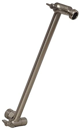 SparkPod Braccio di estensione per soffione doccia in ottone massiccio da 28 cm, flessibile in altezza e angolo regolabili, per soffione doccia a pioggia con blocco robusto, collegamento universale