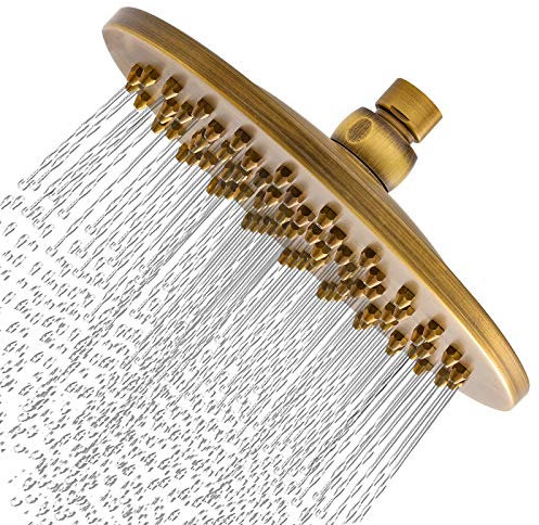Soffione Doccia Fisse Rotondo In Ottone Spazzolato Anticato Soffione Doccione Cascata Da Con Filtro Adatto Per Doccia Da Bagno Connettore G1 / 2 Stile Vintage Bronzo (oro, 20 * 20)