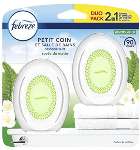 Febreze Petit Coin Lufterfrischer für Haus (2 Einheiten x 7,5 ml), Morgentau, kontinuierlicher Lufterfrischer zur Beseitigung und Vorbeugung von Gerüchen