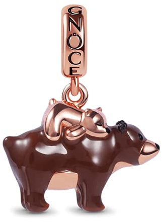 GNOCE Bär Anhänger Charm Sterling Silber 18 Karat Rosévergoldet Baumeln Charms Muttertagsgeschenk