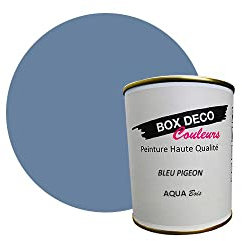 BOX DECO COULEURS Holzfarbe für Innen und Außen auf Acrylbasis, Samt-Optik, Satin, Aqua Holz, 750 ml, Taubenblau