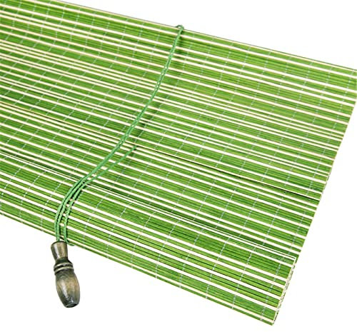 GOODLUKY Grüne Rollo Jalousine Für Fenster,Benutzerdefinierte Bambusrollo-Breite 40~140 cm/Länge ≤ 300 cm,Bambus Rollo Mit 80% Lichtfilterung Für Drinnen Und Draußen,WxH:40x250cm/16x98 in
