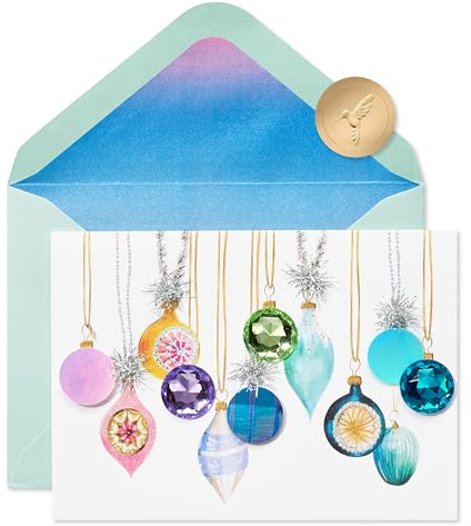 Papyrus Colorful Christmas Card with Ombre Ornaments, Perfect for Anyone (Joyful Wishes)