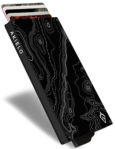 AKIELO Kartenetui mit RFID Schutz und Geschenkbox – Minimalistische Geldbörse Herren – Kompakte Wallet und Kontaktloser Kreditkartenschutz (Alpha - Topo Ausgabe)
