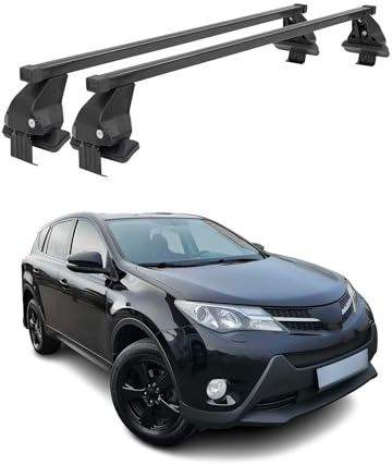 OMAC Menabo Dachträger für Toyota RAV4 2013-2015 Pre-FL Stahl Schwarz | DIN 75302:2019 & ISO/PAS 11154:2006 geprüft, Abschließbar, City-Crash-getestet, bis 50 kg Traglast, Querträger, Grundträger