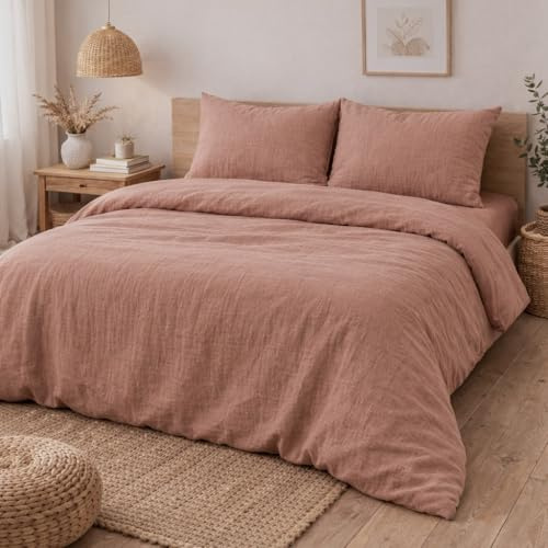 KGS Parure de Lit en Gaze de Coton 240 x 220 cm - Rose