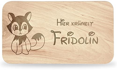 Frühstücksbrettchen Kinder - tolles Frühstücksbrettchen Holz mit Wolf | Personalisieren, personalisierte Geschenke Kinder, Schneidebrett mit Gravur, Geschenk zur Taufe/Einschulung