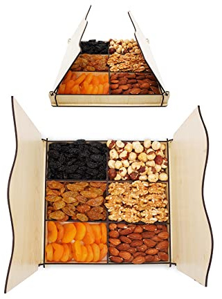 Fruit Nuts Gift Basket Birthday, Mom Dad, Food Tray Delivery For Family Business Corporate Tray Gift - Healthy Kosher Variety Snack Box Sympathy - Holiday