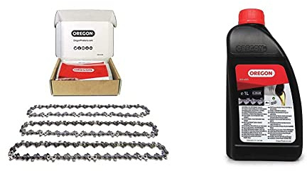 Oregon 3er-Pack Sägekette für 40cm Schwert und 1L Kettensäge Öl | 3/8 LP, 1.3mm, 56 Treibglieder, Kompatibel mit Titan, Ryobi, Black & Decker, Dolmar und mehr