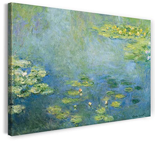 Printed Paintings Leinwandbild (40x30cm) Claude Monet: Seerosen, Leinwand auf Keilrahmen gespannt und fertig zum Aufhängen, hochwertiger Kunstdruck aus deutscher Produktion