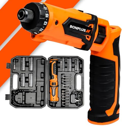 Bonplus BP Atornillador Eléctrico a Batería, 82 Accesorios, Destornillador Eléctrico, Maletín de Transporte, Potencia 8V, Luz LED, Batería 1500 mAh, Taladro Atornillador, Bricolaje