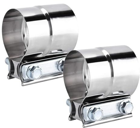Exhaust Muffler Clamp 3 DecoHongDi Pipe Clamp 304 Stainless Steel 2 Pack
