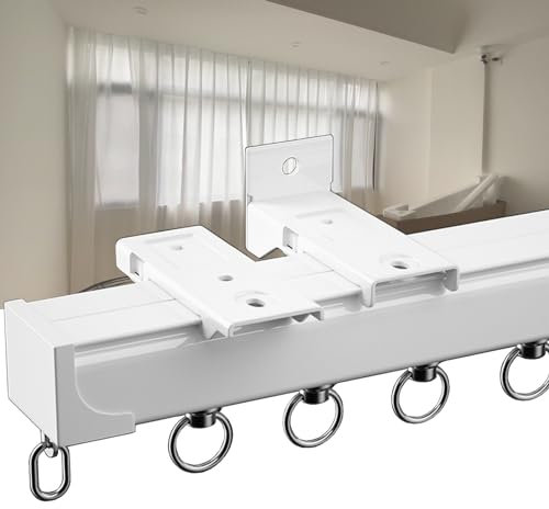 whalebee Glatt Schienen Für Vorhang, Gardinenschiene 1 Läufig, Decken/Wand Vorhangschienen, Gardinen Für Schienen Aluminium 1m Bis 6m Geräuschlos Und Glatt Mit Vorhang Track Roller Schwarz Weiß Gold