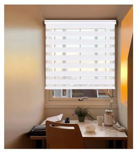 Zebra-Jalousien aus Stoff,Doppelrollo schnurlos, Duo Rollo Zebrarollo Fensterrollo Klemmrollo Seitenzugrollo,für Küche, Wohnzimmer,Büro,lichtdurchlässig & verdunkelnd (Size : W150xH300cm/W59.05xH118