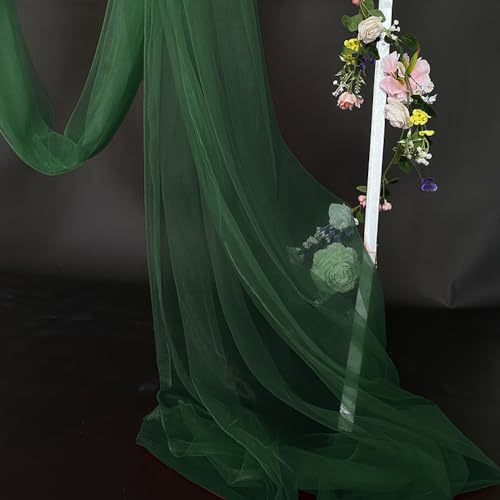 3m x 160cm Soft Tüllstoff,Tüll Stoffe zum Nähen,Netzstoff Dekostoff Drapierstoff für Arbor Hochzeit Vorhang Hochzeitsbogen Freihanddeko Torbogen Zeremonie Party Deko Kleid Tüllrock Schleier,Dunkelgrün