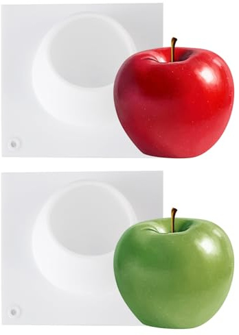 Liobelon 2 moldes de silicona con forma de manzana, moldes para tartas de mousse de frutas, moldes de velas de Navidad para hacer velas, molde de pastel de forma creativa para fondant, chocolate,