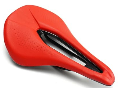 Fahrradsattel für Herren und Damen, bequemer Rennradsattel, MTB, Mountainbike-Sattel, 143 mm, Schwarz, Rot, Grün (Rot)