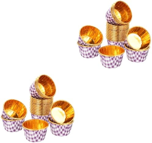 Amosfun 100pcs DIY Cake Cups Non-Stick Muffin Liners Household Baking Cups Reusable Cupcake Wrappers for Ice Desserts