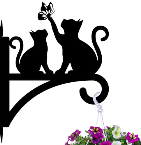 peacoblue Iron Plant Hangers Hooks Large 30x40cm for Outdoor Indoor Hanging Plants Fern Pots, Lantern, Bird Feeder, Wind Chimes, Metal Wall Brackets Holder for Porch, Garden, Home(Cat) | 12x16 Weather Resistant Metal Holder for Hanging Plants, Flower Pots, Lanterns, Bird Feeders, Porch & Garden
