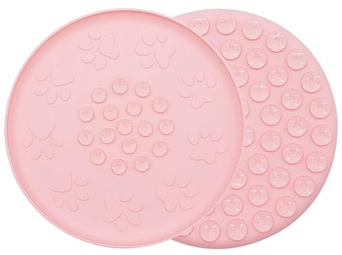 Doweiss Napfunterlage Silikon,Basic rutschfeste Unterlage für Hundenapf oder Katzennapf Mit Doppelseitiger Anti-Rutsch Saugnapf Rotundität Napfunterlage (Rosa, S-Durchmesser 26cm)