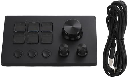 Topiky 6 Keys Visual Keyboard, for Stream Deck Visual Keyboard, 6 Macro LCD Keys Keyboard with Knobs, LCD Custom Button Visual Keyboard, Customizable Keys for for IOS PC (Black)