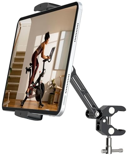 CreaDream Support de Tablette en Aluminium pour vélo d'appartement, Tapis de Course, Landau, vélo d'intérieur Peloton elliptique, Compatible avec tablettes de 4 à 13 Pouces, Galaxy Tab