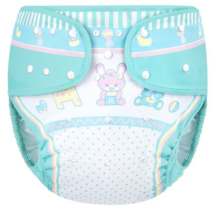 LittleForBig Waschbarer Verstellbarer Wiederverwendbarer Wasserdichter Stoffwindel Überhose Bezug für Erwachsene - Baby Parade Blau L