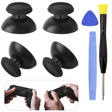 Kit de rechange professionnel pour manettes PS5/PS4, joysticks analogiques noirs avec ensemble complet d'outils de réparation, pièces de rechange ABS pour manettes DualSense, Standard, Slim et Pro (4)