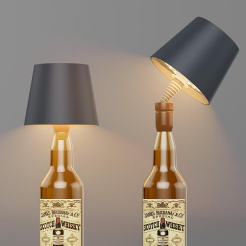 K-Bright Lampada da Bottiglia Ricaricabile 2PCS Touch 5200mAh Senza Fili, per Interni ed Esterni, IP54, 3000K, Antracite