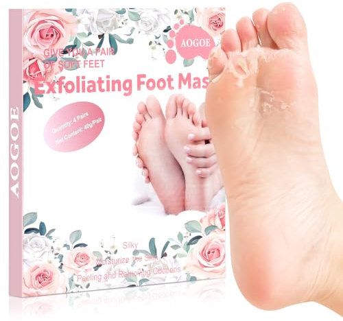 AOGOE Maschera Piedi Esfoliante, 4 Paia Calli Piedi Maschera per Piedi, Piedi Foot Peel Mask Rimuovere Calli e Pelle Morta piedi, per Piedi Secchi e Screpolati, Efficace Cura dei Piedi