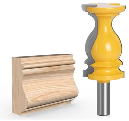 YQVEOT DrehmeißEl Set, 1PCS 12mm 1/2 Schaft S typ Griff Linie Handlauf Router Bit Holz Cutter Holz Cutter Holz Fräsen Schneiden MC03112 für Drehbank(12mm Shank)