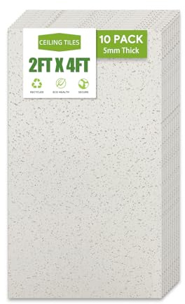 2ft x 4ft Printed Pro Ceiling Tile，Drop Ceiling Tiles 24 x 48in. Waterproof, Washable and Fire-Rated - Reusable - High-Grade PVC to Prevent Breakage-Package of 10 Tiles