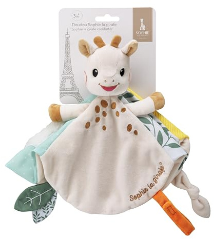 Vulli Schmusetuch Sophie die Giraffe – flaches Kuscheltier für Babys ab 0 Monaten – mit Schnullerkette – sensorisches Spielzeug leicht und einfach zu greifen – Geschenkidee zur Geburt Unisex