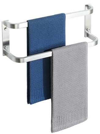 Mooche Porte-Serviettes Mural à 2 Niveaux, Barre Porte Serviette, Longueur 40 CM, en Acier Inoxydable SUS304 pour Cuisine et Salle de Bain, Finition Brossé