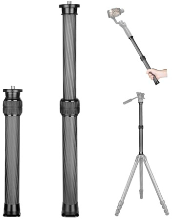 Manbily LR-322C - Asta di prolunga per treppiedi in fibra di carbonio, tubo da 32 mm e 28 mm per fotocamere, teste a sfera, colonna centrale a due sezioni, Arca-Swiss e filettatura da 3/8, 28 cm - 43