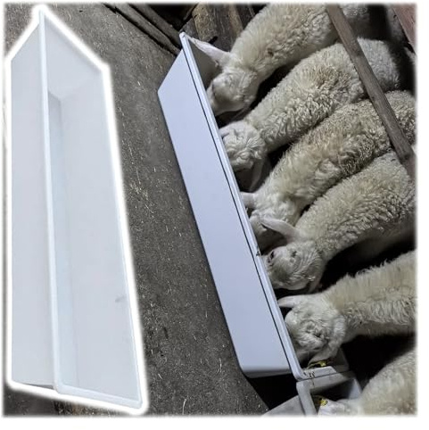 Futtertrog für Nutztiere, robuster Heu-Futterspender für Ziegen, Futtertrog und Viehfutterspender für 4, 5, 6, 7 Schafe, Kunststoff, Bauernhof, Weide, Schweinefuttereimer
