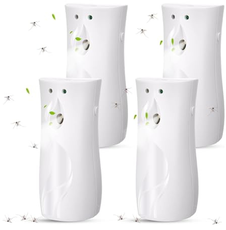 Paaruter Dispensador Automático de 4 para Moscas, Control de Mosquitos e Insectos Voladores, Ambientador Dosificador para Verano.