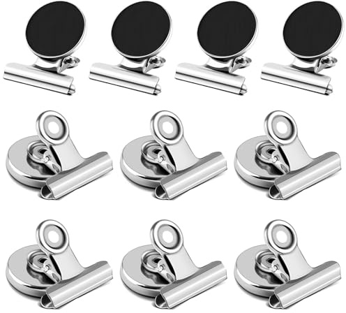 Magnet Clips, 10 Stücke Magnetische Clips, Kühlschrank Magnetische Clips für Schule, Büro, Tafel (Silbern)