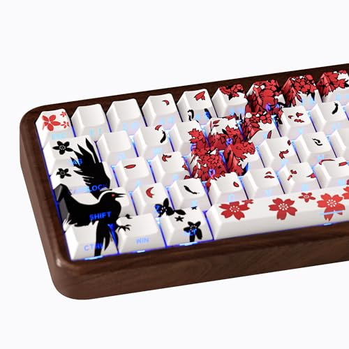 JOLINTAL PBT Material White Japanese Anime Keycaps Dye Sublimation Custom Keycap 131 Keys Cherry Profile Shine Through Side-Engraved Keycaps Set for Mechanical Keyboard 61/64/75/84/87/104/108 Layout