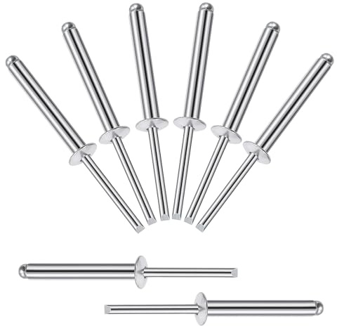 Songella Aluminium-Blindnieten 5 x 35 mm Pop-Nieten Offenem Ende Blindnieten mit Aluminiumgriff und Stahldorn 60 Stück (Silber)