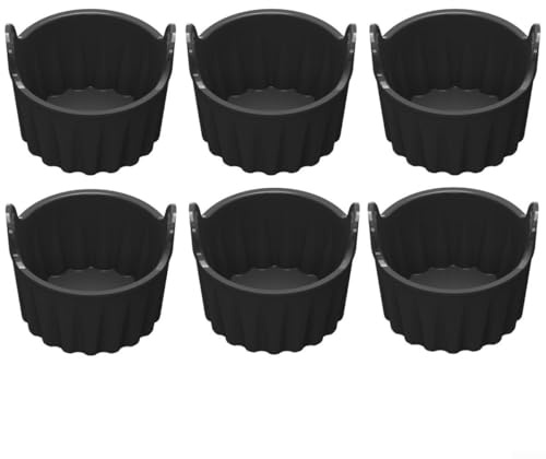 6 pirottini in silicone per friggitrice ad aria, perfetti per cuocere muffin e cuocere uova (nero)