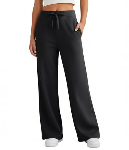 Neteson Pantalones de Yoga Mujer Cintura Alta Pantalones Chándal Anchos | Deportivos Pantalones de Pierna Ancha Elástico Casual Entrenamiento Jogging