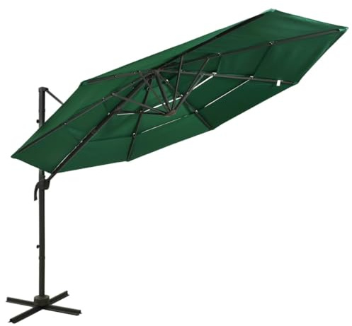 Sichtschutz Zaun Sonnenschutz,Sonnenschirm mit Aluminium Mast 4 lagig Grün 3x3 m,Für Terrasse Balkon Garten,Vielseitig Einsetzbar