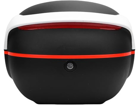 ACOGEDO Moto con de Bloqueo Antirrobo Capacidad 32L Impermeabilizante Maleta Maleta de Plástico Reemplazo para Densidad y También para Maletero de Moto de Cola de (White)
