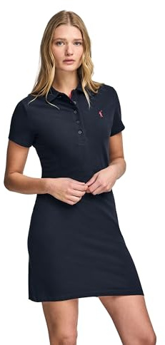 Polo Club Vestido Polero Azul Marino de Algodón para Mujer con Logo Bordado